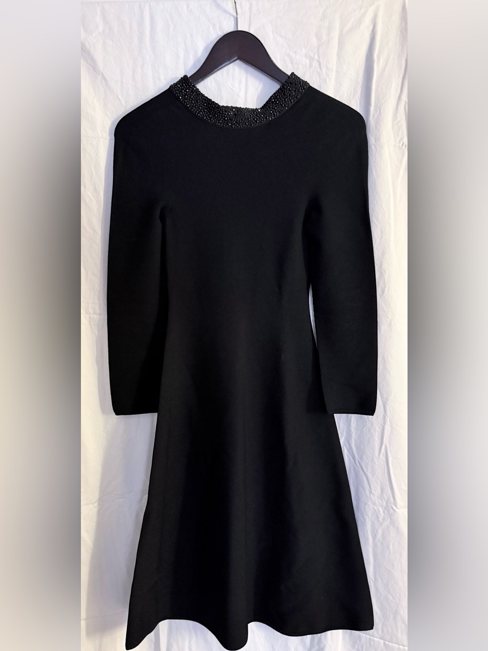 Giorgio Armani Black Long-Sleeve A-Line Dress